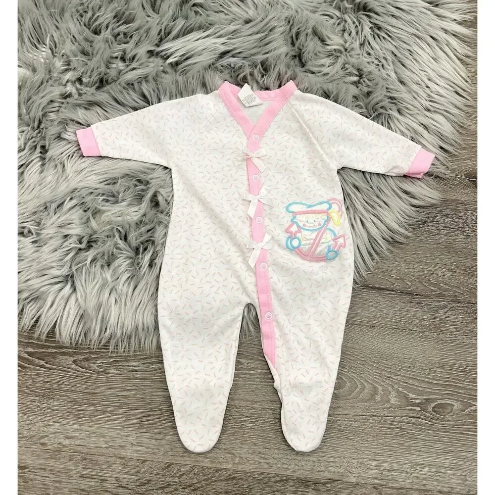 Vintage Teddy‎ Bears Brand Baby Footed Snap Pajamas Size Small